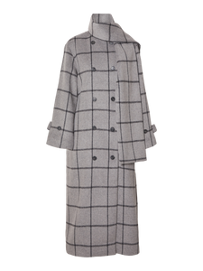 SLFHELLE LONG WOOL SCARF COAT | KEY STEEL GRAY SELECTED