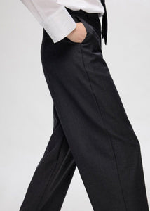 SLFLUAH BARREL WOOL PANT | DARK GREY SELECTED