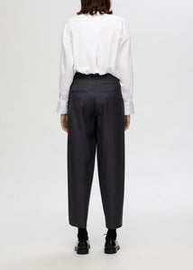 SLFLUAH BARREL WOOL PANT | DARK GREY SELECTED