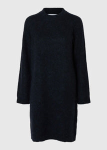 SLFULU HIGH NECK KNITTED DRESS | DARK SAPPHIRE SELECTED