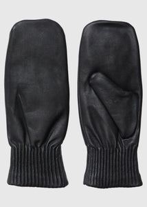 SLFOLGA PADDED LEATHER MITTENS | BLACK SELECTED