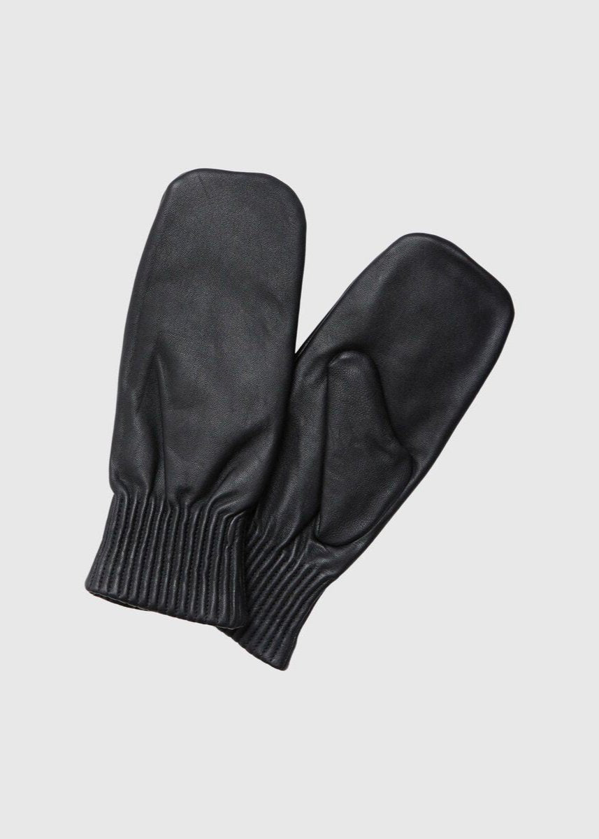 SLFOLGA PADDED LEATHER MITTENS | BLACK SELECTED