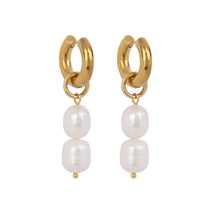 SS DOUBLE PEARL HOOPS | GOLD CLUB MANHATTAN