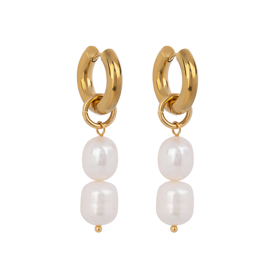 SS DOUBLE PEARL HOOPS | GOLD CLUB MANHATTAN