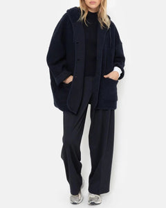 KENJI WOOL OVERSIZED JACKET W/ HOODIE | NAVY AME