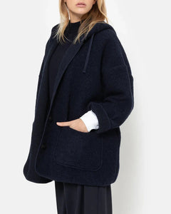 KENJI WOOL OVERSIZED JACKET W/ HOODIE | NAVY AME