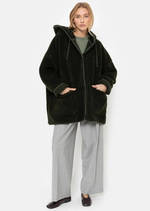 KENJI TEDDY OVERSIZED JACKET | DARK GREEN AME