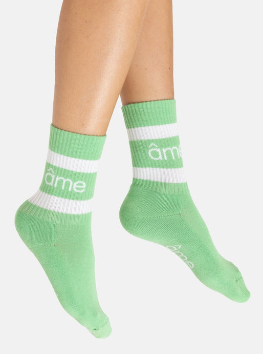 DIEGO SOCKS WITH CONTRASTING LINES | LIGHT GREEN AME