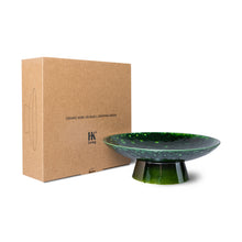 Load image into Gallery viewer, THE CERAMICS: CERAMIC BOWL ON BASE | DRIPPING GREEN HK LIVING