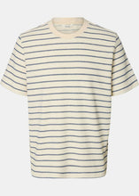 Load image into Gallery viewer, SLHDJANGO STRIPE SS O-NECK TEE OCEAN CAVERN BIRCH S SELECTED MEN