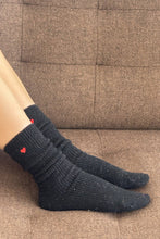 Load image into Gallery viewer, Embroidered Snow Socks (wholesale): BLACK + HEART Le Bon Shoppe