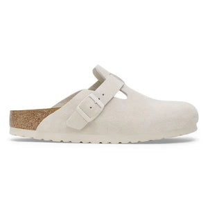 BOSTON SOFT FOOTBED SUEDE LEATHER | ANTIQUE WHITE (NARROW) BIRKENSTOCK