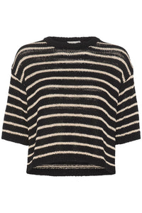 KAYSABEL KNIT PULLOVER | BLACK ANTIQUE WHITE KAFFE