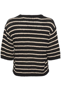 KAYSABEL KNIT PULLOVER | BLACK ANTIQUE WHITE KAFFE