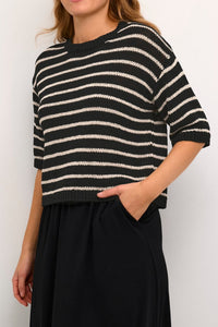 KAYSABEL KNIT PULLOVER | BLACK ANTIQUE WHITE KAFFE