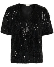 Charger l&#39;image dans la galerie, KANICOLE SEQUIN T-SHIRT | BLACK DEEP KAFFE