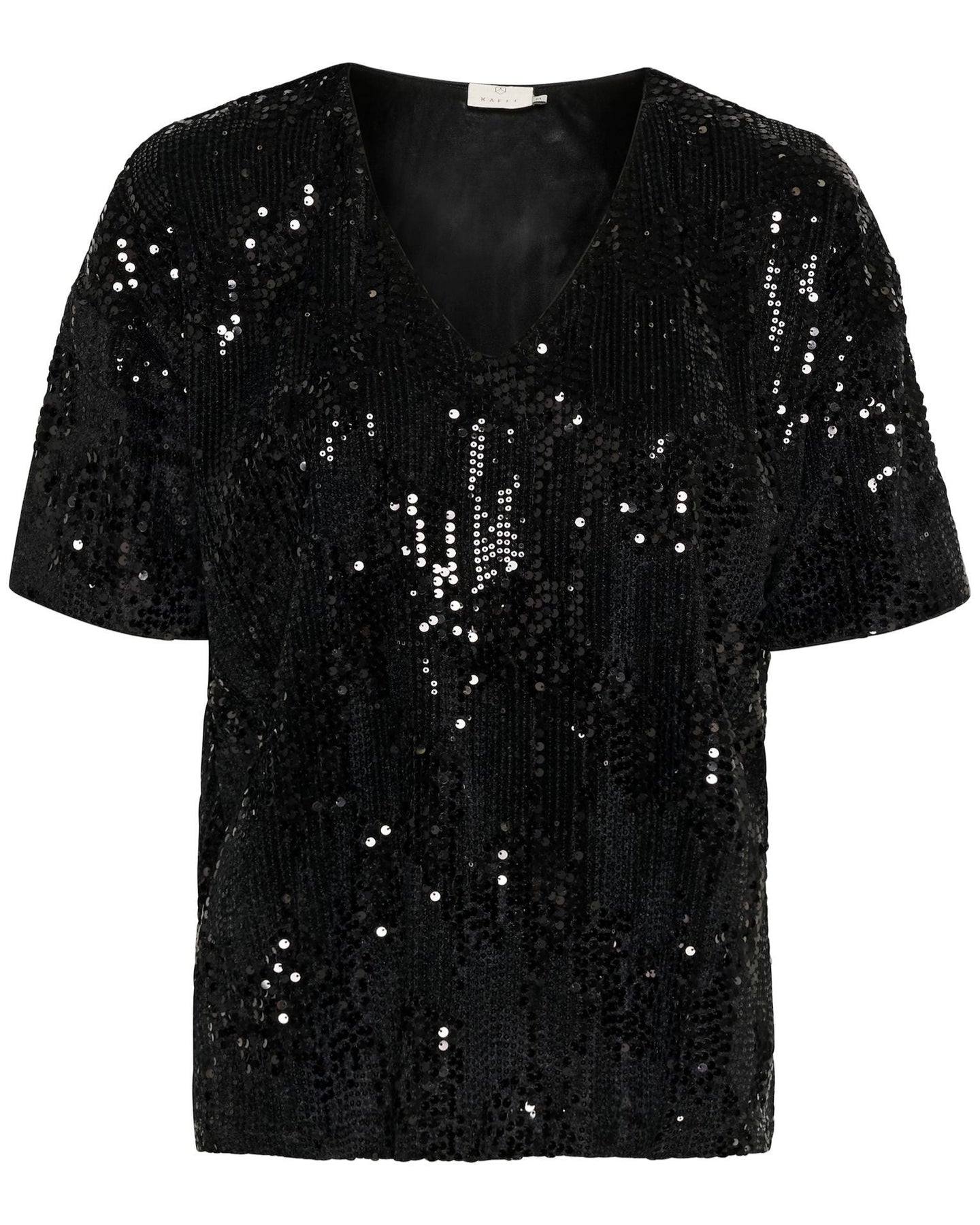 KANICOLE SEQUIN T-SHIRT | BLACK DEEP KAFFE