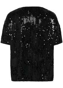 KANICOLE SEQUIN T-SHIRT | BLACK DEEP KAFFE