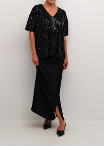 KANICOLE SEQUIN T-SHIRT | BLACK DEEP KAFFE