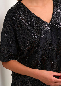 KANICOLE SEQUIN T-SHIRT | BLACK DEEP KAFFE