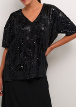 Charger l&#39;image dans la galerie, KANICOLE SEQUIN T-SHIRT | BLACK DEEP KAFFE