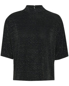 KAELLIE T-SHIRT | BLACK GLITTER JERSEY KAFFE