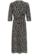 Charger l&#39;image dans la galerie, KADUNORA WRAP DRESS | BLACK/GREY GRAPHIC KAFFE