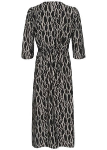 KADUNORA WRAP DRESS | BLACK/GREY GRAPHIC KAFFE