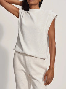 OTIS SLEEVELESS SWEAT | IVORY MARL VARLEY