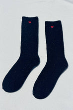 Load image into Gallery viewer, Embroidered Snow Socks (wholesale): BLACK + HEART Le Bon Shoppe