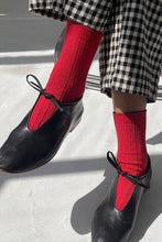 Load image into Gallery viewer, Her Socks - Modal Lurex: Ruby Glitter Le Bon Shoppe