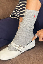 Load image into Gallery viewer, Embroidered Snow Socks (wholesale): BLACK + HEART Le Bon Shoppe