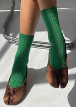 Load image into Gallery viewer, Her Socks - Modal Lurex: Emerald Glitter Le Bon Shoppe