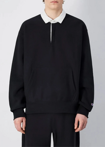 POLO NECK SWEATSHIRT | BLACK