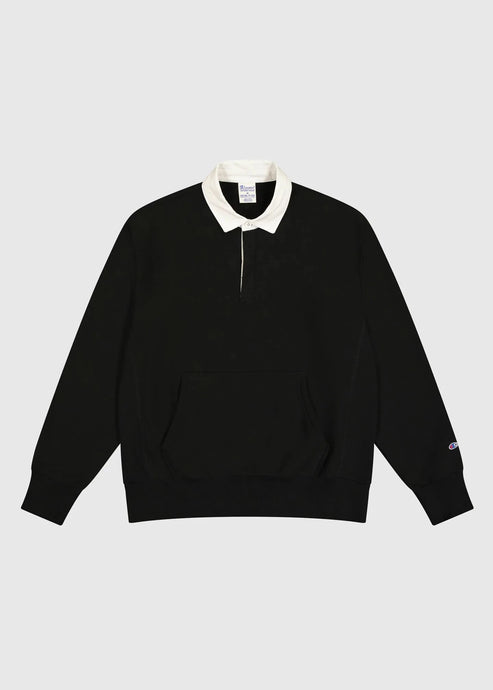 POLO NECK SWEATSHIRT | BLACK