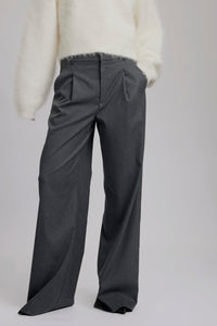 PAULAGZ MW WIDE PANTS | DARK GREY MELANGE GESTUZ