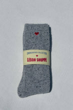 Load image into Gallery viewer, Embroidered Snow Socks (wholesale): COOKIES AND CREAM + HEART Le Bon Shoppe