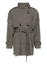 Load image into Gallery viewer, Gestuz Gzavic Midi Ht Jacket In Brown/Green Houndstooth – front product view