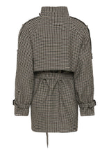 Load image into Gallery viewer, Gestuz Gzavic Midi Ht Jacket In Brown/Green Houndstooth – back product view