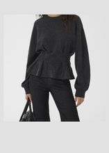 Load image into Gallery viewer, Gestuz Gzmanzi Waist Pullover In Deep Graphite Melange – worn view