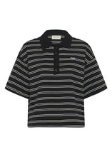 Load image into Gallery viewer, Gestuz Gzpilova Polo Tee In Black White Striped – front product view
