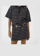 Load image into Gallery viewer, Gestuz Gzpilova Polo Tee In Black White Striped – worn view