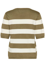 Load image into Gallery viewer, KAlizza Striped Pullover — Dusky G. W. Chalk Wide Stripe — back packshot