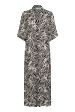 Load image into Gallery viewer, KAthora Dress — Feather Gray Leaf Print — front packshot