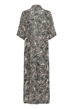 Load image into Gallery viewer, KAthora Dress — Feather Gray Leaf Print — back packshot