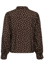 Load image into Gallery viewer, KAdotte Blouse — Coffee Bean Turtledove Dot — back packshot