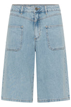 Load image into Gallery viewer, KAjordi Denim Shorts — Light Blue Washed Denim — front packshot