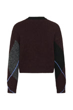 Load image into Gallery viewer, KAgrith Wool Blend Argyle Pullover — Dark grey melange / Fudge — back packshot