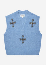 Load image into Gallery viewer, MUNTHE Vurulia Knit Vest In Blue - product view