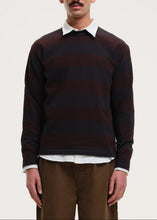 Load image into Gallery viewer, OBEL STRIPE SWEATSHIRT | BLACK/BURGUNDY